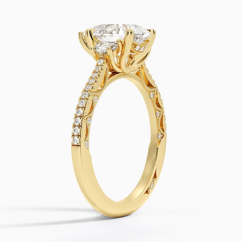 Tacori Lunetta Crescent Pavé Three Stone Diamond Ring