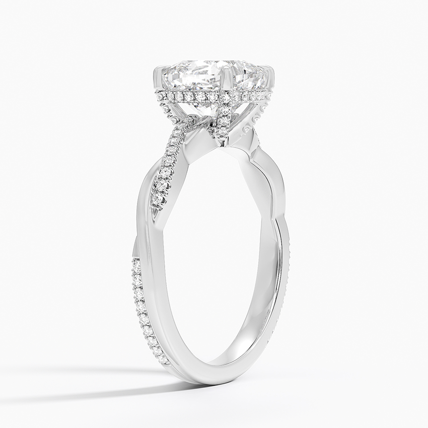 Petite Twisted Vine Hidden Halo Pavé Diamond Ring