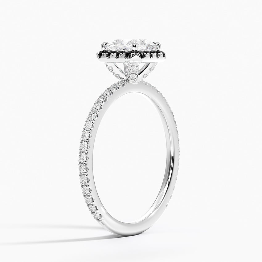 Platinum Waverly Halo Diamond Ring with Black Diamond Accents, large side view