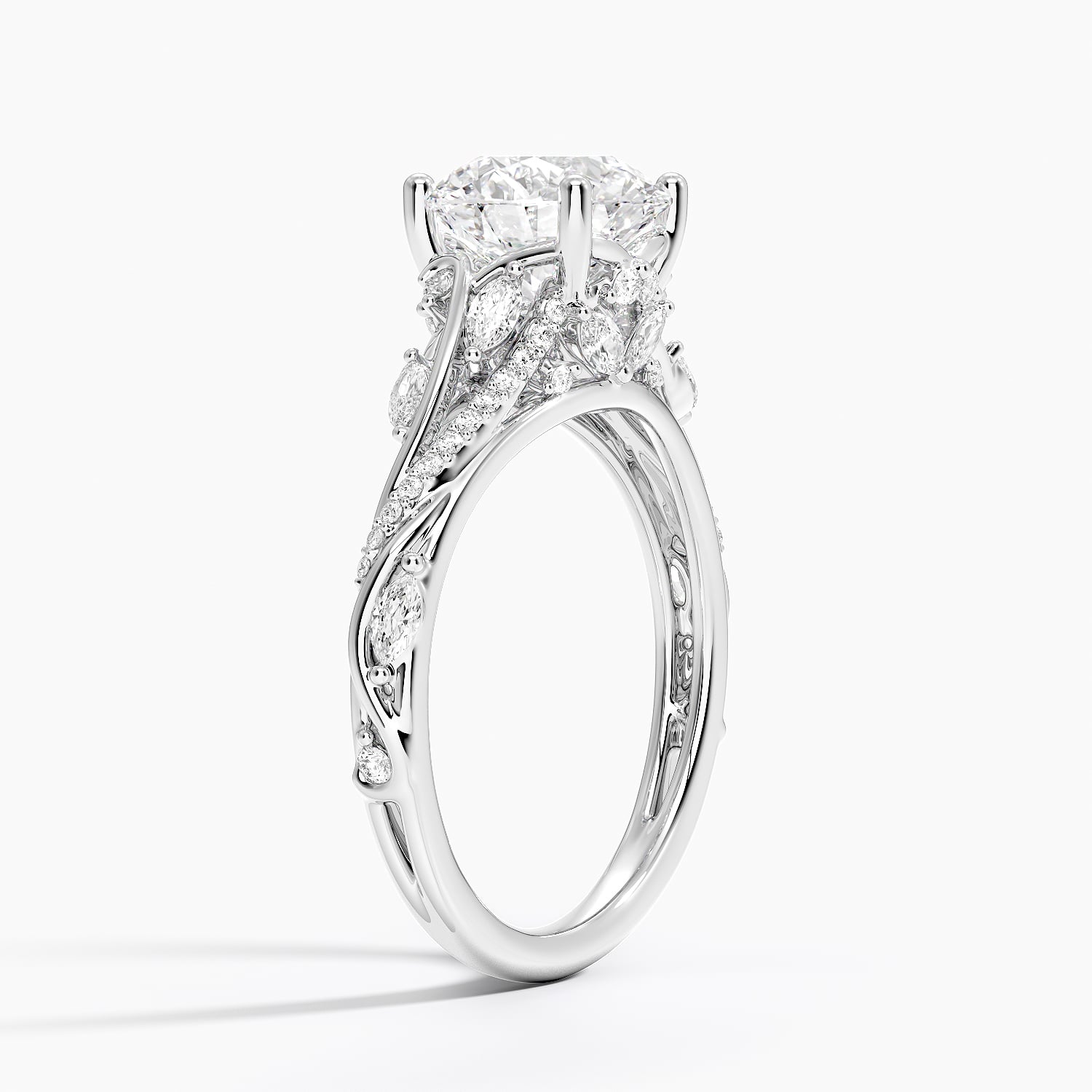 14K White Gold Begonia Vine Diamond Ring (1/2 ct. tw.), large side view