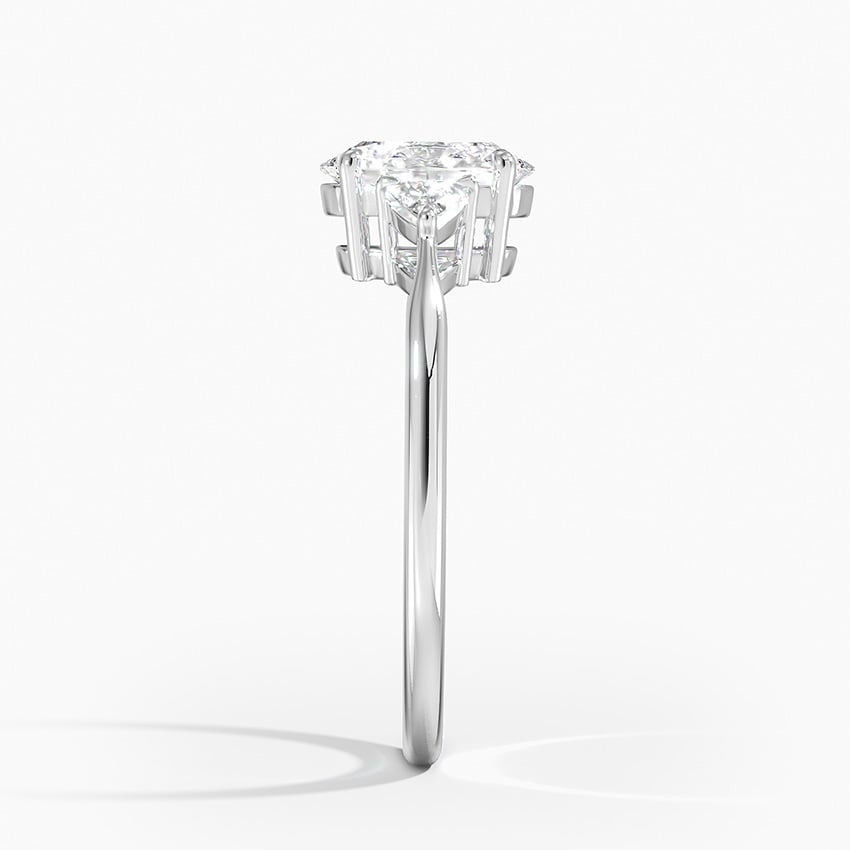 18K White Gold Trillion Cut Three Stone Diamond Ring
