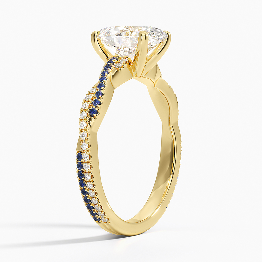 18K Yellow Gold Petite Luxe Twisted Vine Sapphire and Diamond Ring (1/8 ct. tw.)