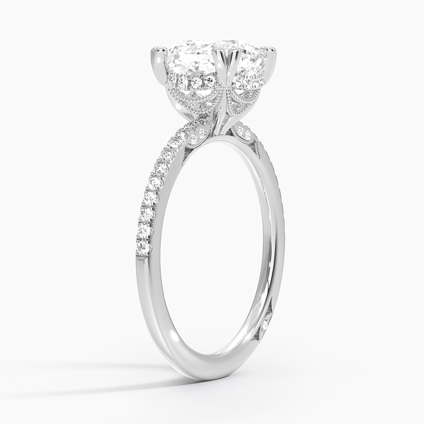 Classic Pave Diamond Engagement Setting with Hidden Accents