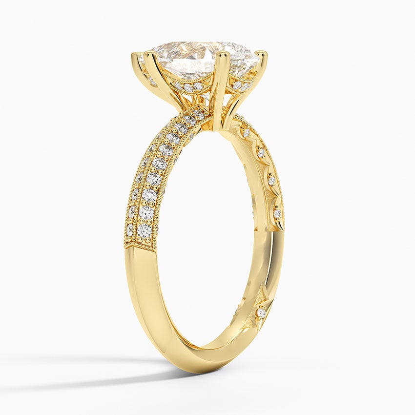18K Yellow Gold Tacori Sculpted Crescent Knife Edge Diamond Ring
