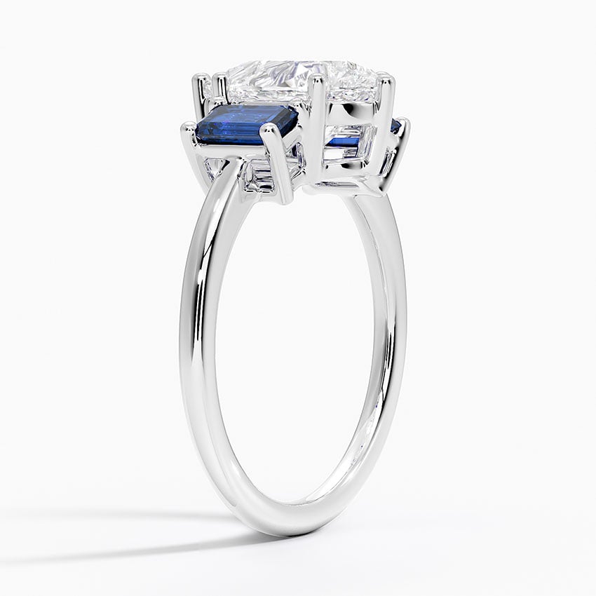 Three Stone Engagement Ring with Sapphire Side Stones