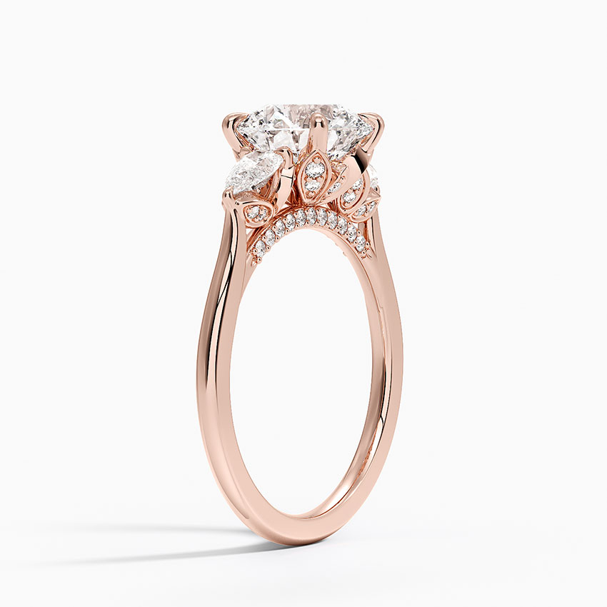 14K Rose Gold Petal Pear Three Stone Diamond Ring (1/2 ct. tw.)