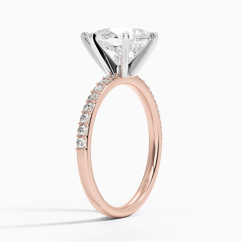 14K Rose Gold Petite Shared Prong Half Coverage Diamond Ring