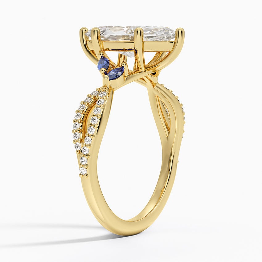 18K Yellow Gold Luxe Willow Sapphire and Diamond Ring (1/8 ct. tw.)