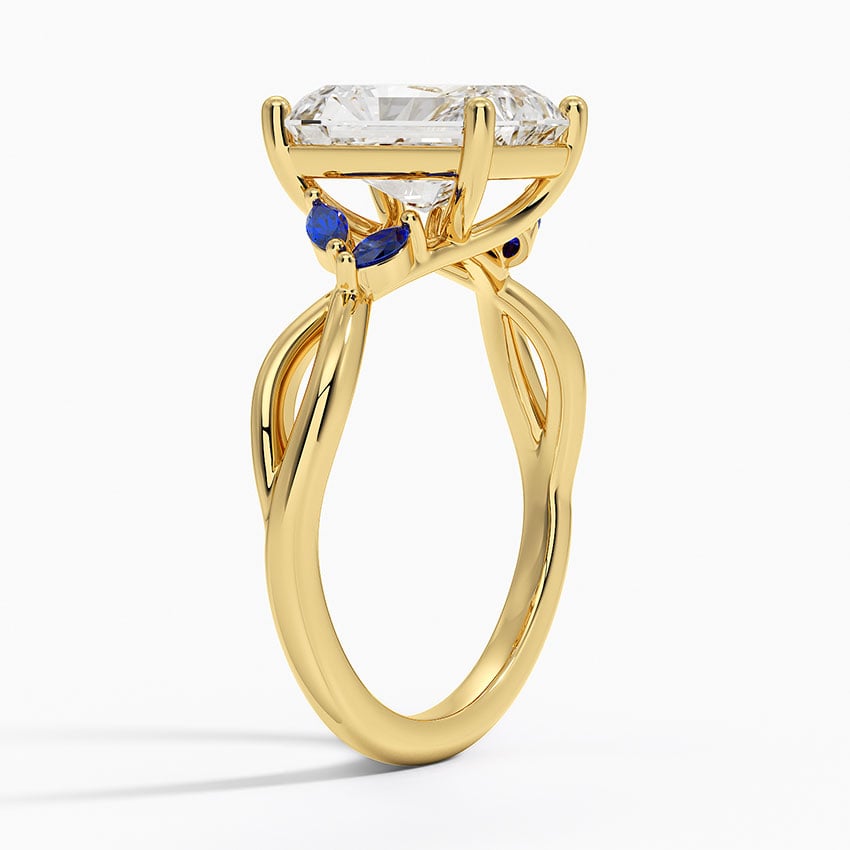 18K Yellow Gold Willow Ring With Sapphire Accents