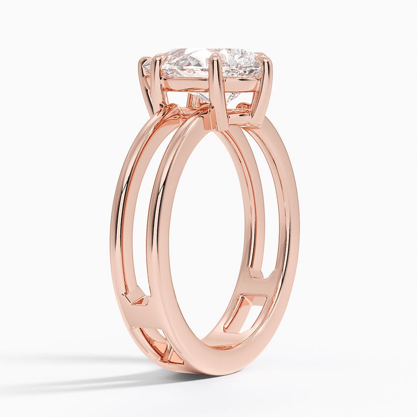 14K Rose Gold Aimee Open Double Band Solitaire Ring