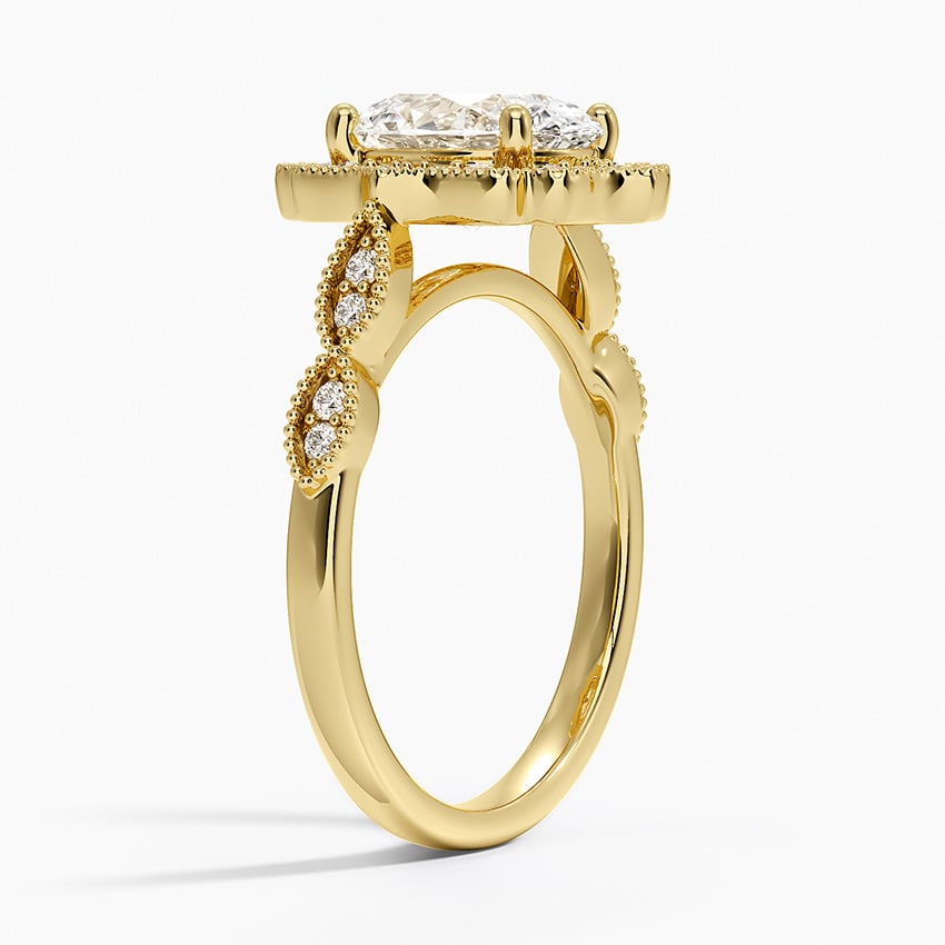 18K Yellow Gold Cadenza Halo Diamond Ring