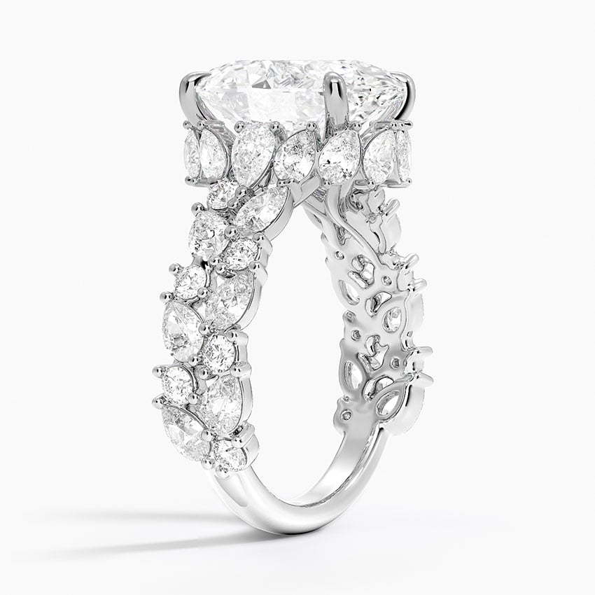Olivetta Double Row Diamond Engagement Ring in 18K White Gold
