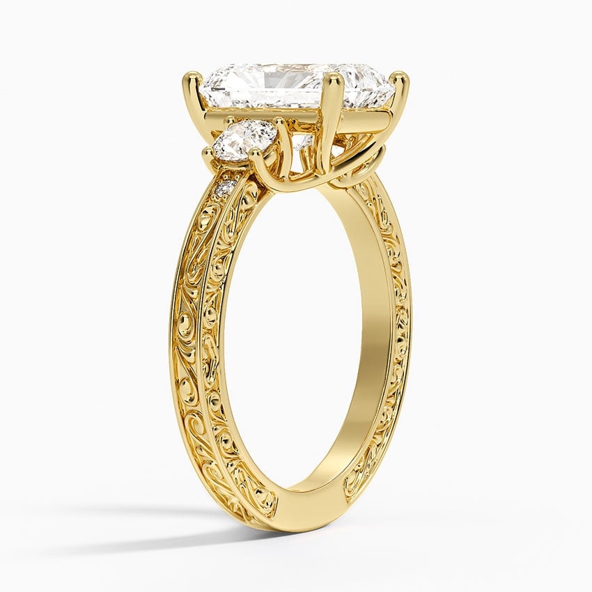 Antique Scroll Engraved Three Stone Diamond Ring (1/3 ct. tw.)