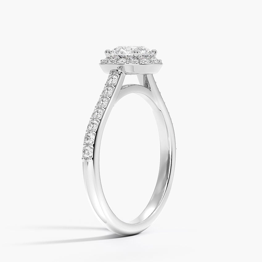 PT Morganite Halo Diamond Ring with Side Stones (1/3 ct. tw.), large top view