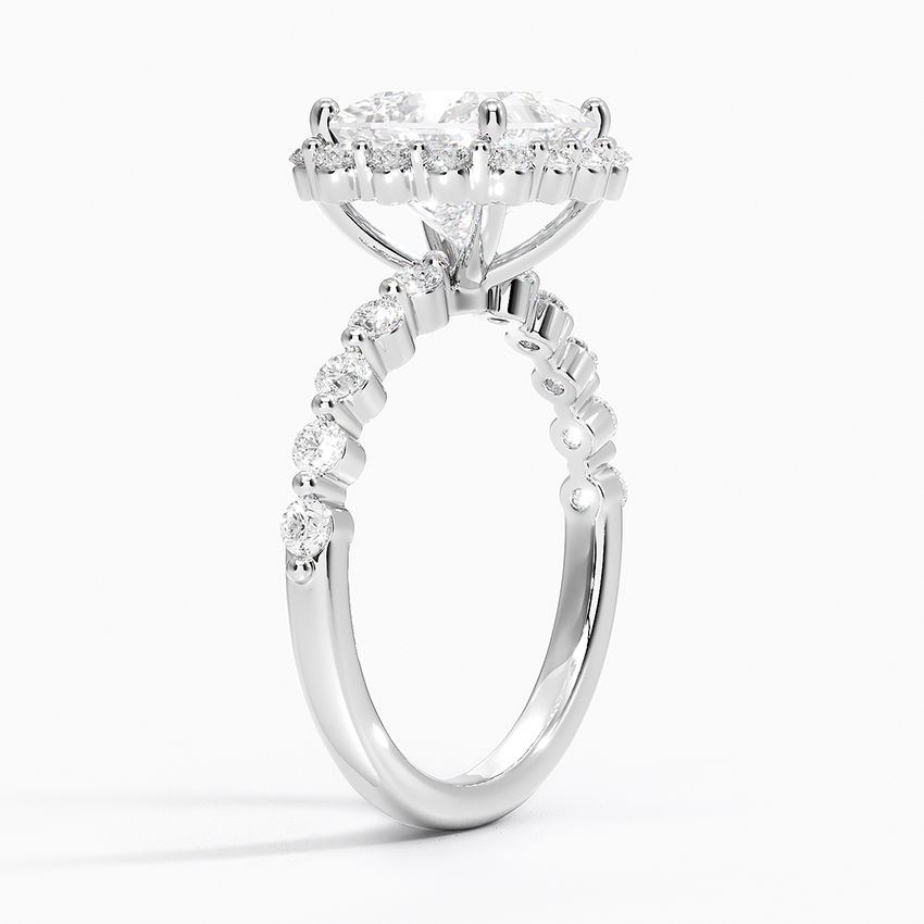 Shared Prong Halo Engagement Ring