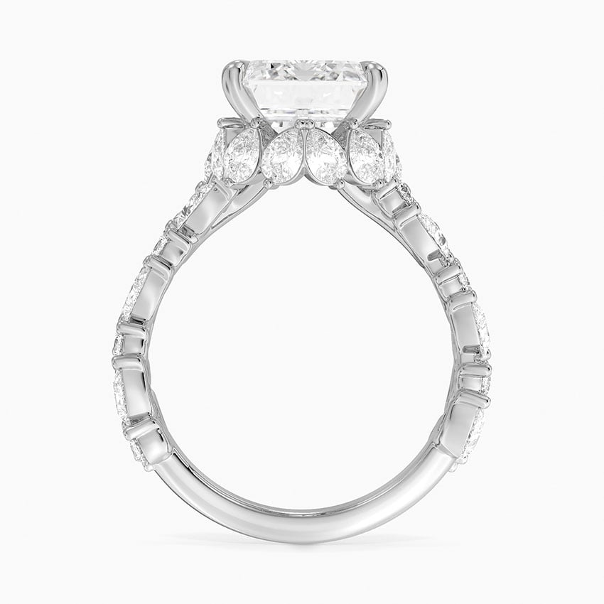 Olivetta Double Row Diamond Engagement Ring in 18K White Gold