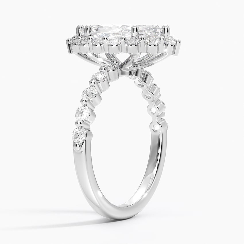Shared Prong Halo Engagement Ring
