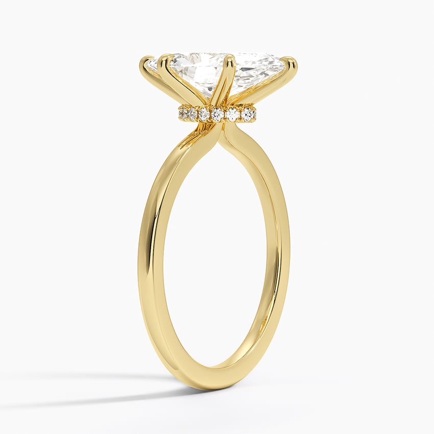 18K Yellow Gold Secret Halo Six-Prong Diamond Ring