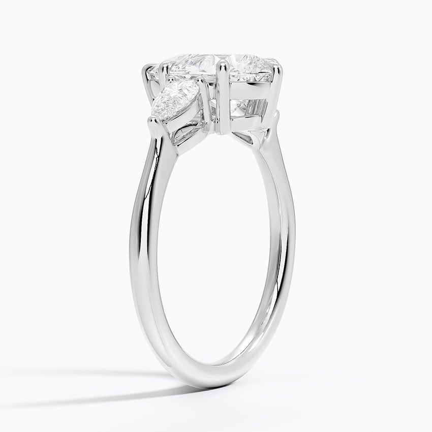 18K White Gold Opera Three Stone Diamond Ring