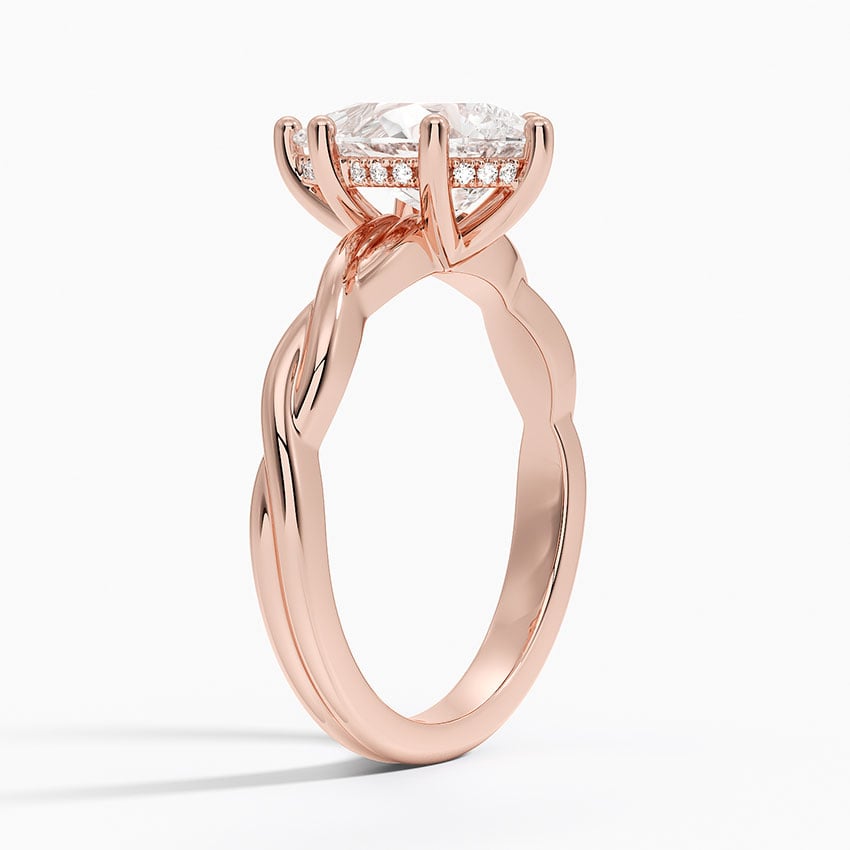14K Rose Gold Twisted Vine Hidden Halo Diamond Ring