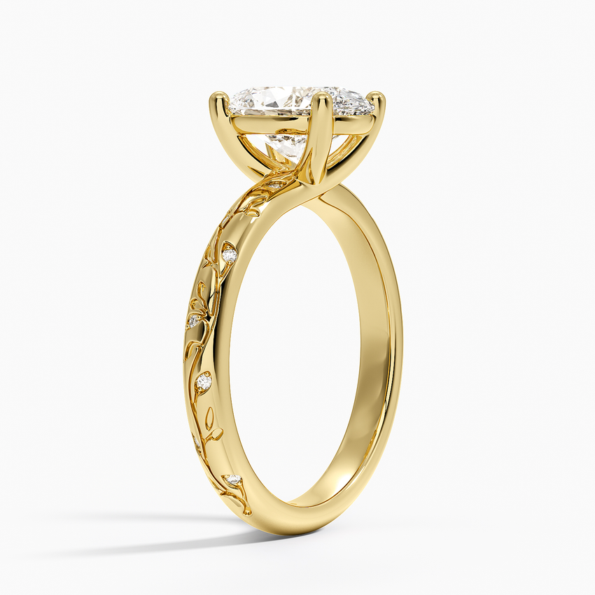 Verdure Engraved Diamond Solitaire Ring