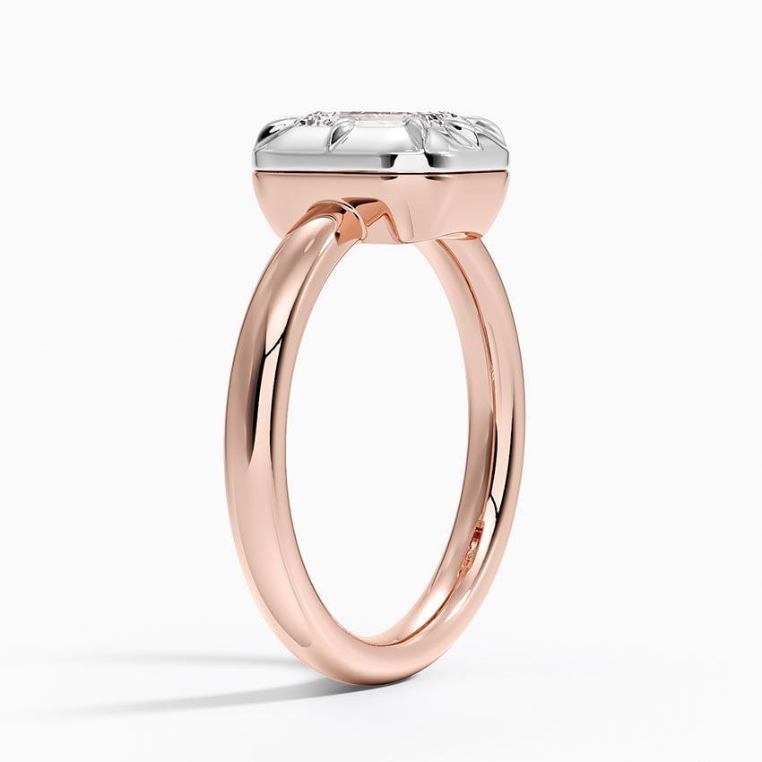 14K Rose Gold Harper Mixed Metal Solitaire Ring