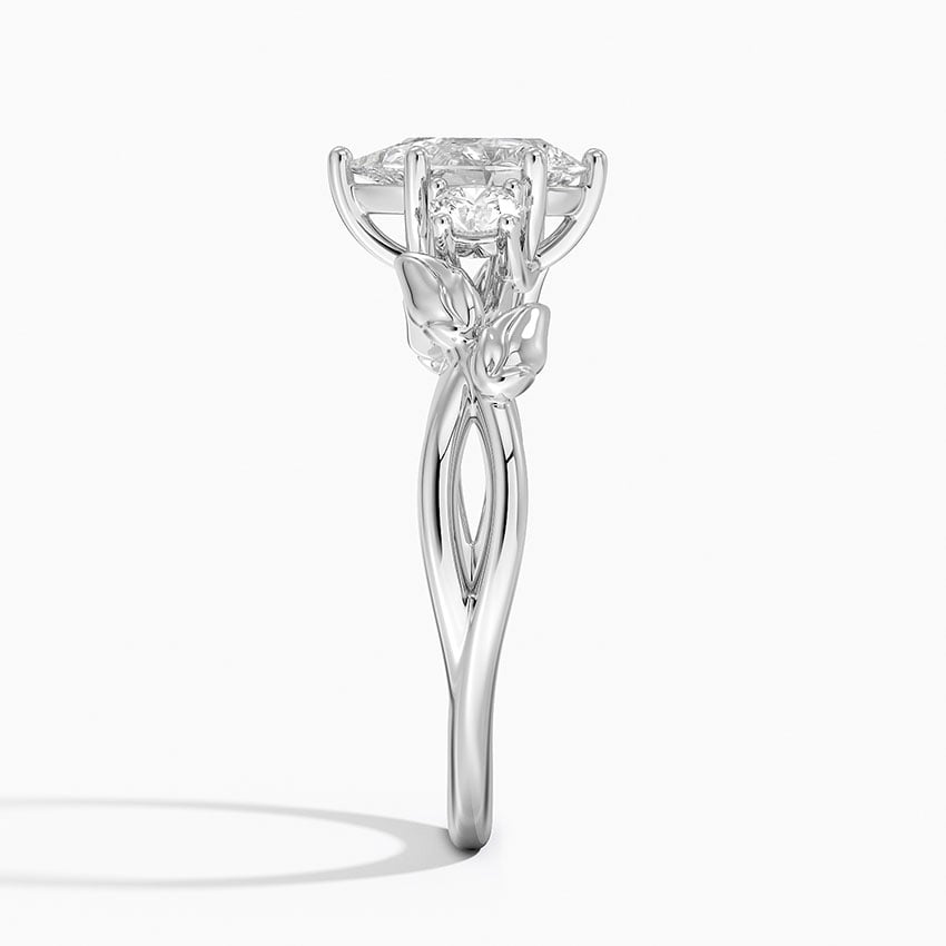 18K White Gold Budding Willow Three Stone Diamond Ring