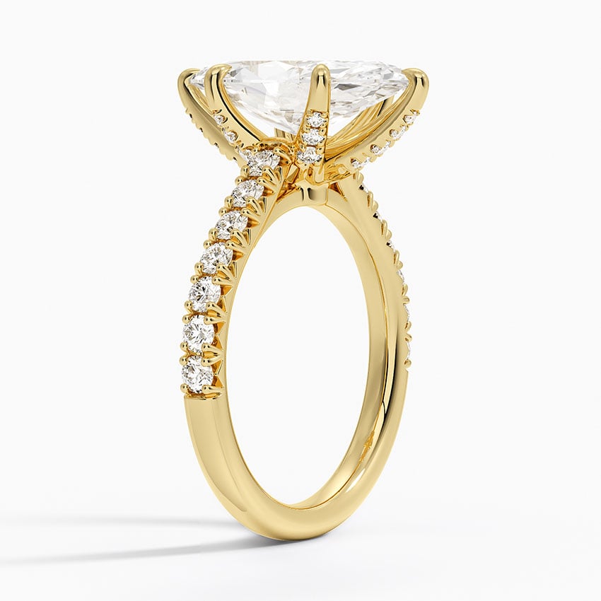 Sienna Half Coverage Hidden Accents Diamond Engagement Ring in 18K Yellow Gold