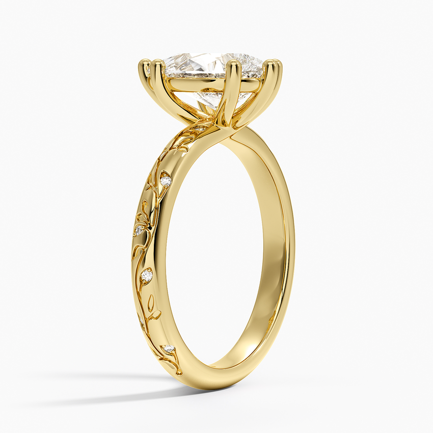 Verdure Engraved Diamond Solitaire Ring