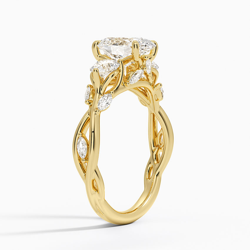 18K Yellow Gold Secret Garden Three Stone Diamond Engagement Ring