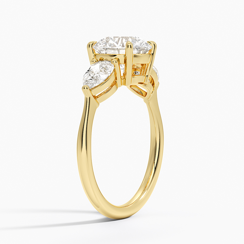 18K Yellow Gold Luxe Opera Three Stone Diamond Ring