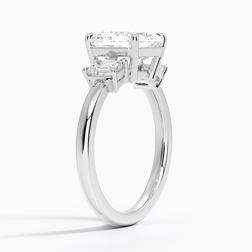 18K White Gold Rhiannon Emerald Cut Three Stone Diamond Ring (1/2 ct. tw.)
