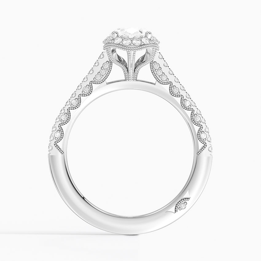 18K White Gold Tacori Petite Crescent Classic Bloom Diamond Ring