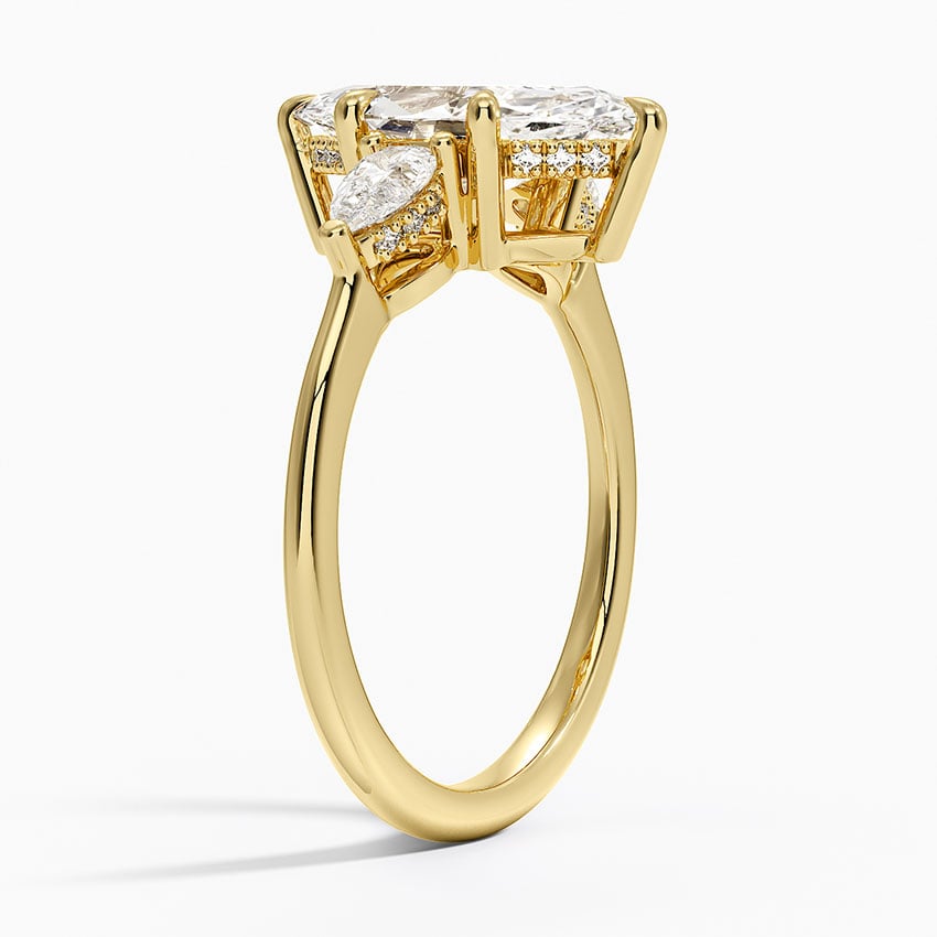 18K Yellow Gold Adorned Opera Three Stone Diamond Ring (1/2 ct. tw.)