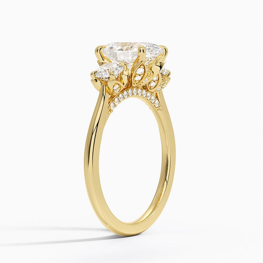18K Yellow Gold Petal Three Stone Diamond Ring (2/3 ct. tw.)