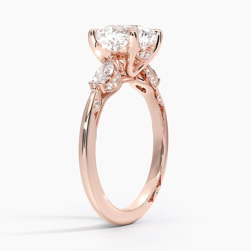 18K Rose Gold Simply Tacori Three Stone Marquise Diamond Ring