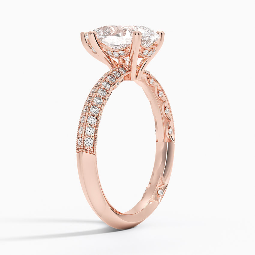 18K Rose Gold Tacori Sculpted Crescent Knife Edge Diamond Ring