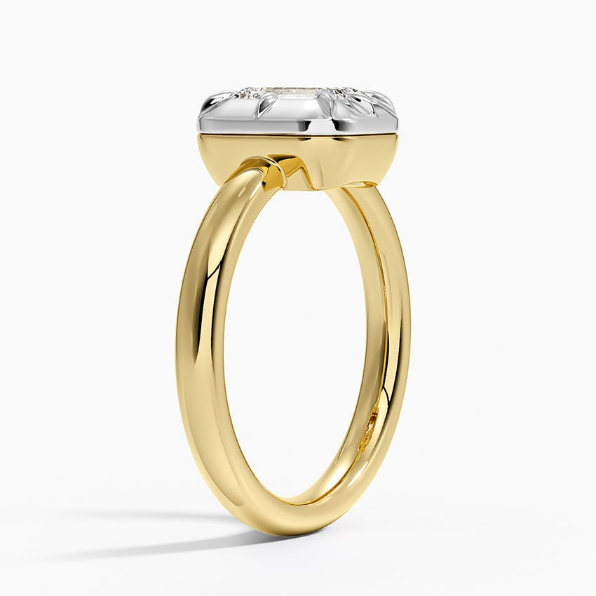 18K Yellow Gold Harper Mixed Metal Solitaire Ring