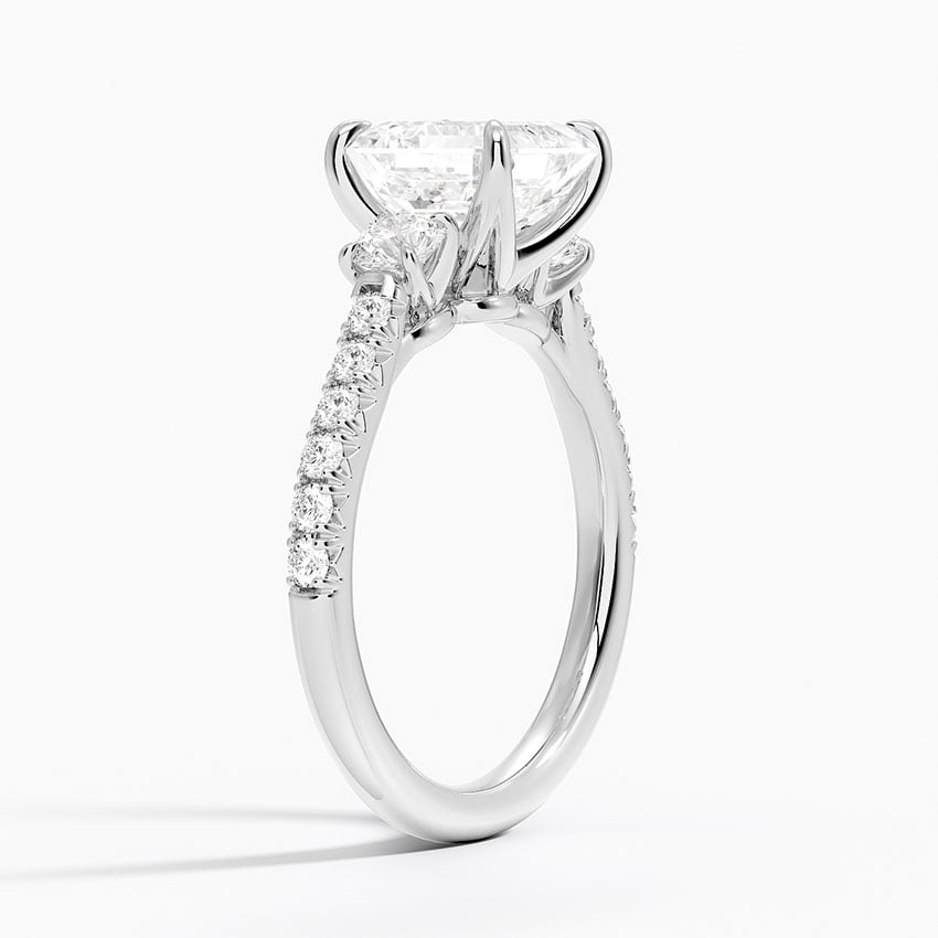 Pavé Three Stone Diamond Ring