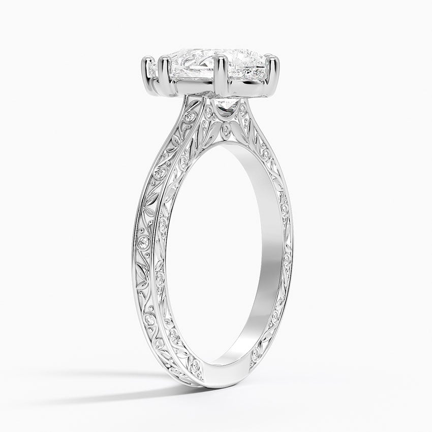 18K White Gold Grove Perfect Fit Engraved Diamond Ring (1/10 ct. tw.)