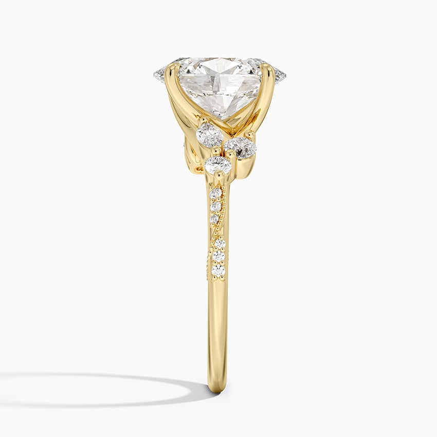 18K Yellow Gold Luxe Camellia Milgrain Diamond Ring