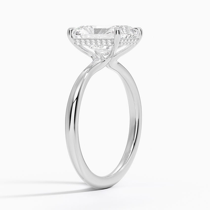 18K White Gold Freesia Hidden Halo Diamond Ring