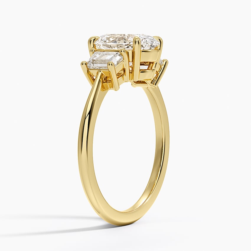 Embrace Three Stone Trapezoid Diamond Ring