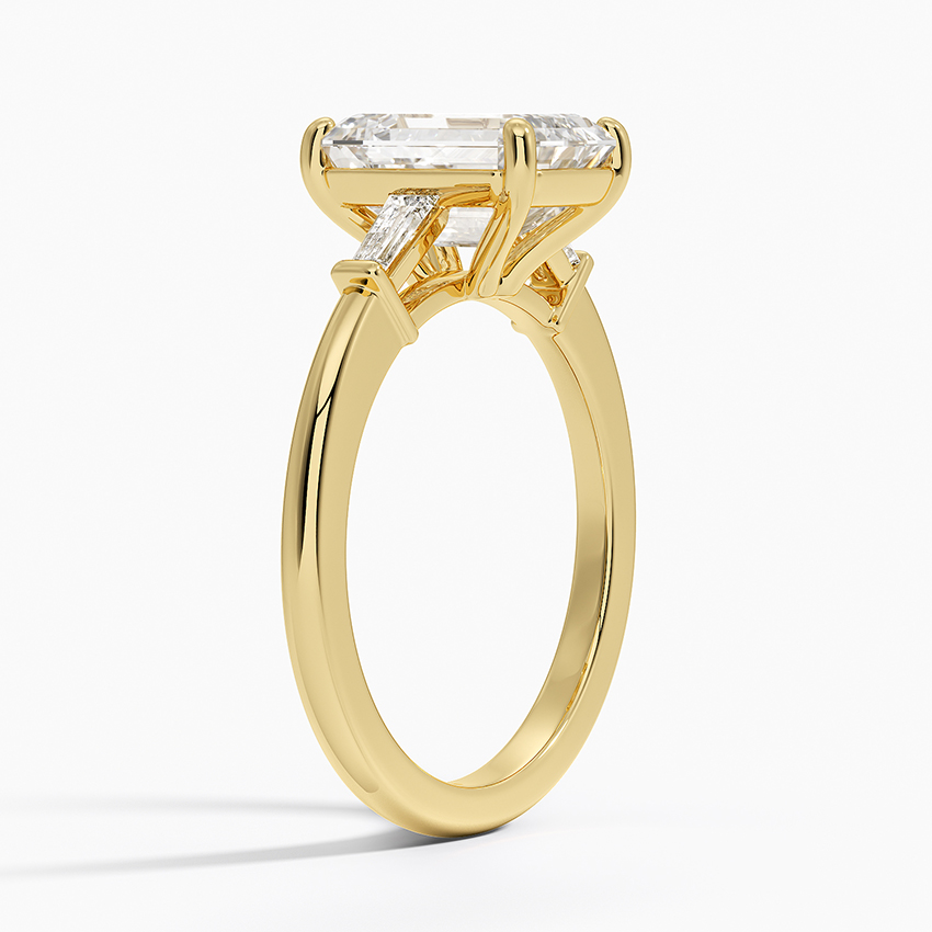 18K Yellow Gold Tapered Baguette Three Stone Diamond Ring
