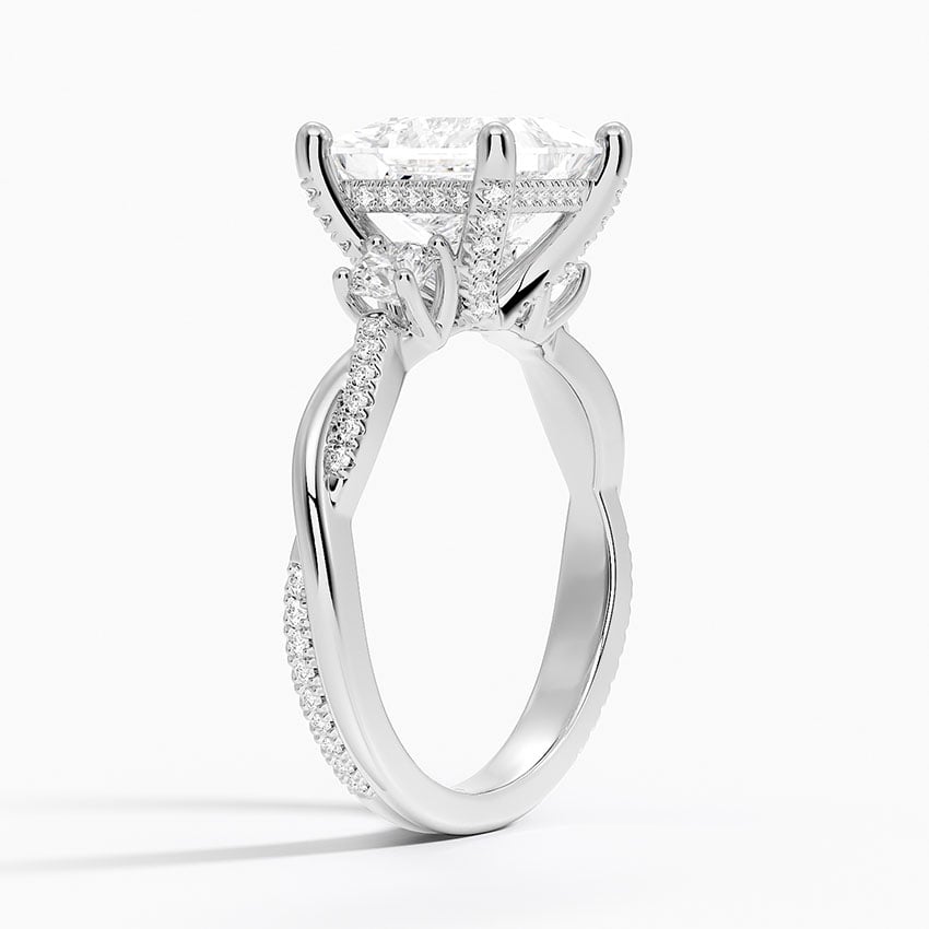 Nature Inspired Three Stone Diamond Engagement Ring