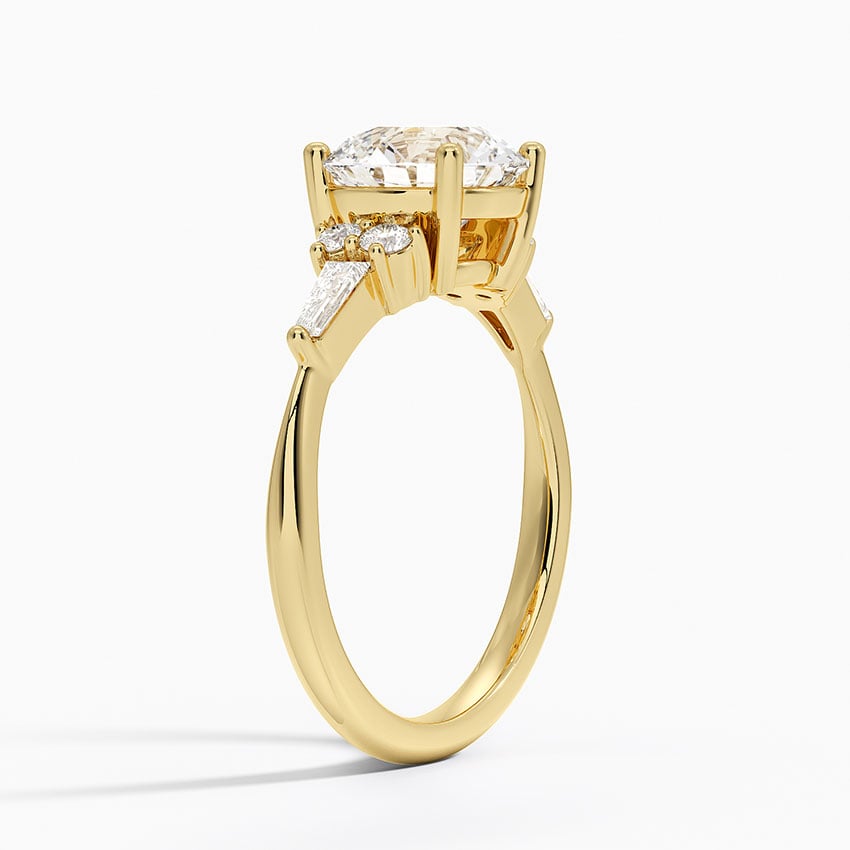 Round and Tapered Baguette Engagement Ring