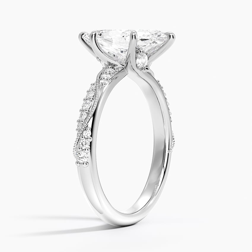 Platinum Camellia Hidden Accent 2.5mm Diamond Ring