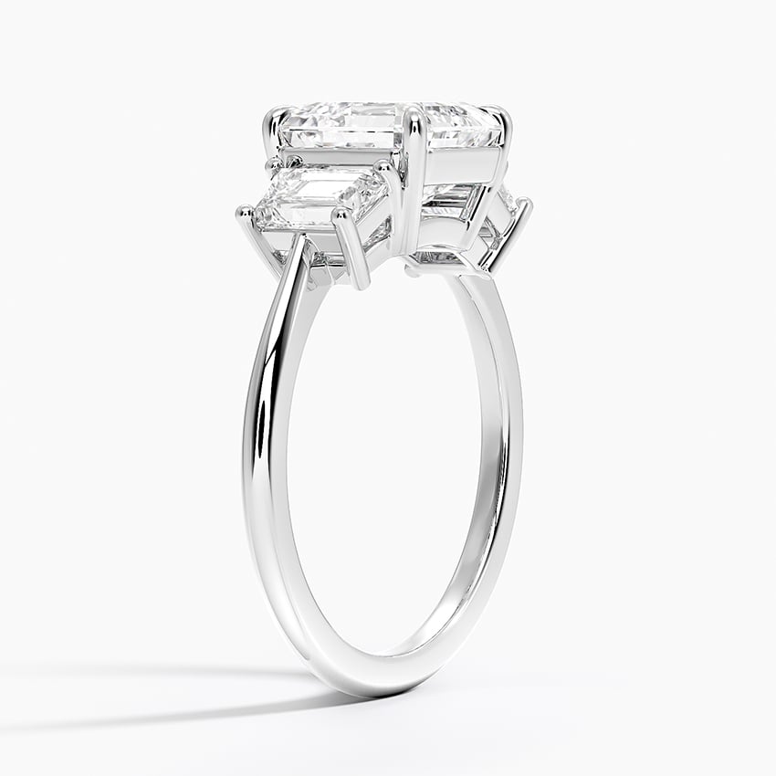 Luxe Embrace Three Stone Trapezoid Diamond Engagement Ring