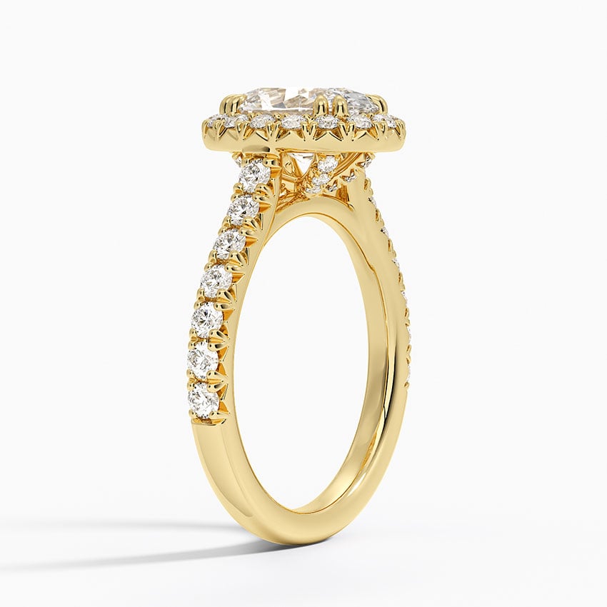18K Yellow Gold Sienna Halo Half Coverage Diamond Ring