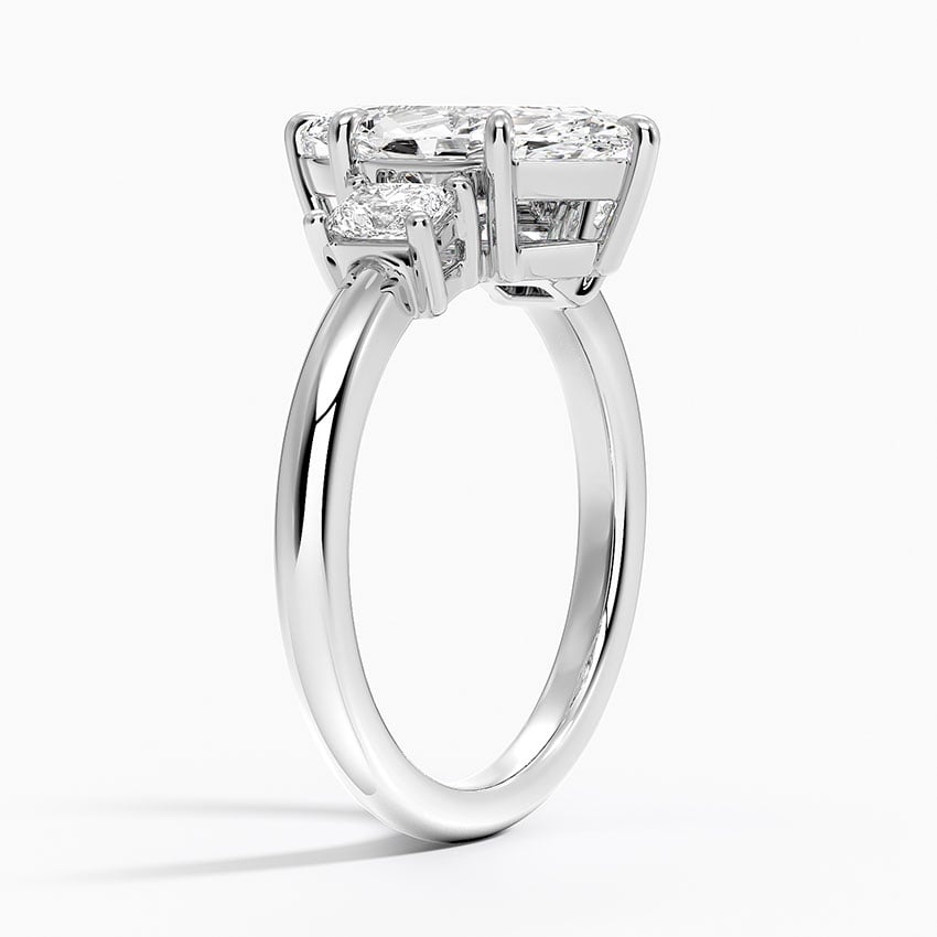 18K White Gold Helena Radiant-Cut Three Stone Diamond Ring (3/8 ct. tw.)